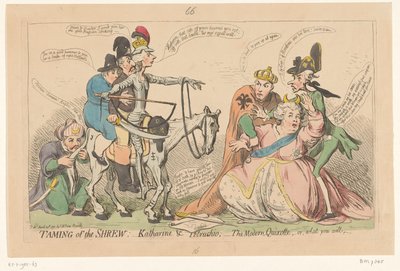 Pitt som Don Quixote skræmmer Catherine den Store, 1791 Tæmning af spidsmusen:- Katharine & Petruchio: - den moderne Quixotte, eller hvad du vil (titel på objekt) af James Gillray