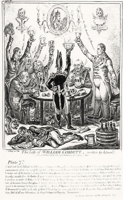Plade 7, fra The Life of William Cobbett, skrevet af ham selv, pub. af H. Humphrey, 1809 af James Gillray