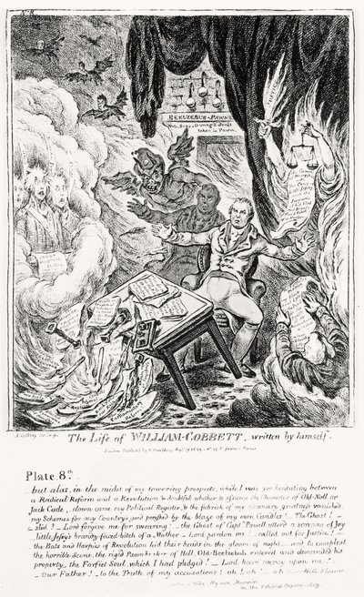 Tavle 8, fra The Life of William Cobbett, skrevet af ham selv, pub. af H. Humphrey, 1809 af James Gillray