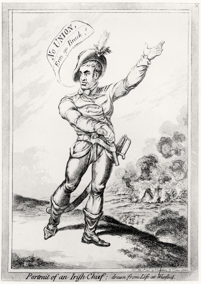 Portræt af en irsk høvding, hentet fra livet på Wexford, pub. af H. Humphrey, 10. juli 1798 (se 123751 for farve) af James Gillray