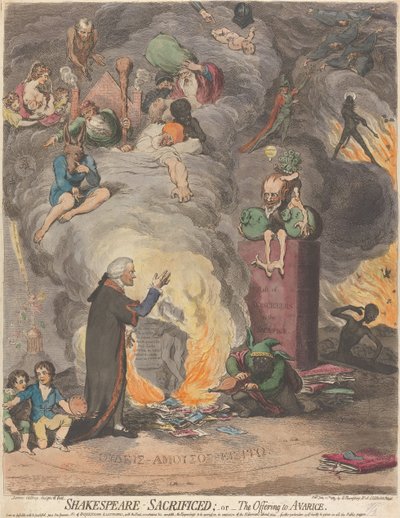 Shakespeare ofrede; eller, ofringen til griskhed af James Gillray