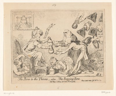 Spotprent af Warren Hastings, 1788 Buen til tronen, -alias- Tiggerbuen af James Gillray