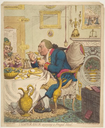 Afholdenhed nyder et sparsomt måltid, 28. juli 1792. af James Gillray