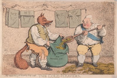 The Cole-Heavers, pub. 1783 (håndfarvet gravering) af James Gillray