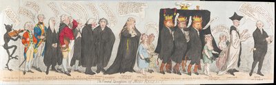 The Funeral Procession of Miss Regency, pub. 1789 (håndfarvet gravering) af James Gillray