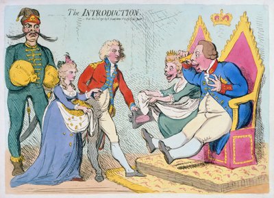 The Introduction, udgivet af Hannah Humphrey, 1791 (håndfarvet radering) af James Gillray