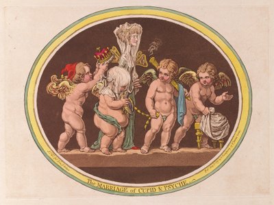 Ægteskabet mellem Amor og Psyke, pub. 1797 (håndfarvet gravering) af James Gillray