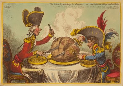 Blommebuddingen i fare eller statsepikere, der tager en Petit Souper af James Gillray