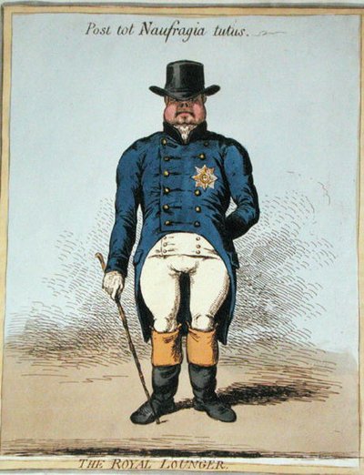 The Royal Lounger (håndfarvet radering) af James Gillray