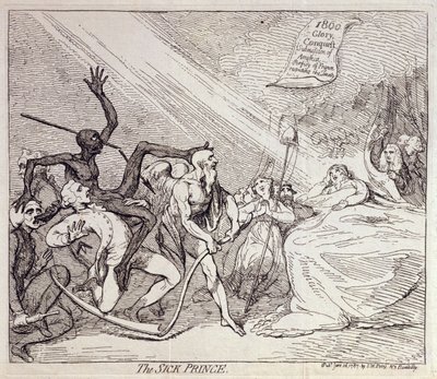 Den syge prins, udgivet af S.W. Fores i 1787 (ætsning) af James Gillray