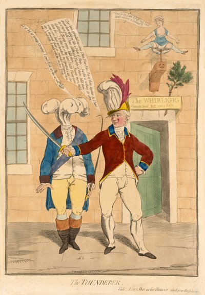 The Thunderer, pub. 1782 (håndfarvet gravering) af James Gillray