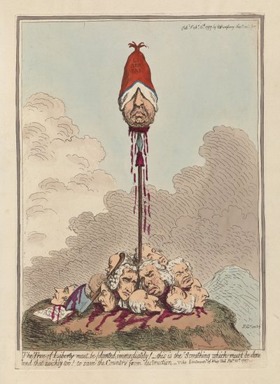 Frihedens træ skal plantes øjeblikkeligt, udgivet 1797 (håndfarvet gravering) af James Gillray