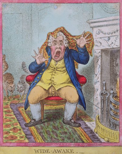 Wide Awake, udgivet af Hannah Humphrey i 1806 (håndfarvet radering) (se også 189788) af James Gillray