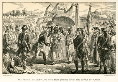 Lord Clives møde med Meer Jaffier efter slaget ved Plassey (gravering) af James Godwin