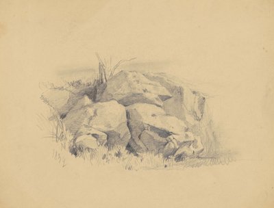 Rocks, 1839 (grafit på vævet papir) af James Goodwin Clonney