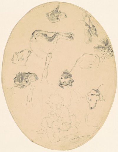 Studier af hunde og en siddende dreng [recto] af James Goodwyn Clonney