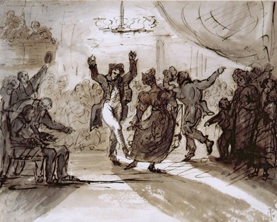 The Hunt Ball, ca. 1820 (pen & sepia blæk og vask på papir) af James Grant