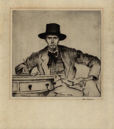 Portræt af gravøren J. Hamilton Hay, 1915 (tørpunktsætsning) af James Hamilton Hay