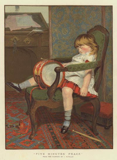 Fem minutters fred (chromolitho) af James Hayllar