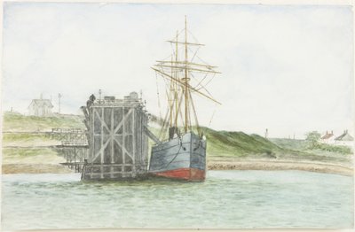 Albert Edward Docks. S.S. Willkarnman (akvarel, kropsfarve og blyant på papir) af James Henry Cleet
