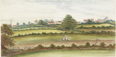 Monkseaton from the North (akvarel, blyant og kropsfarve på papir) af James Henry Cleet