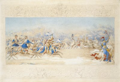 The Joust (blyant, wc og bodycolour på papir) af James Henry Nixon