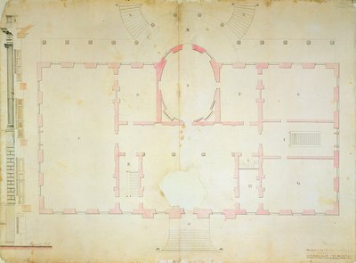 Plan for Presidents House, Washington, 1792 (blækvask og blyant på papir) af James Hoban