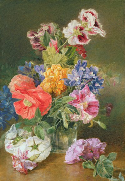 Roser, Valmue og Pelargonia af James Holland