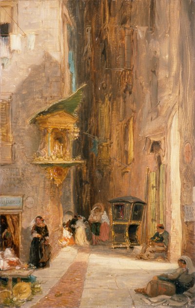 Gade i Genova (olie på lærred) af James Holland