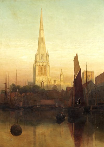 St Mary Redcliffe, Bristol, muligvis 1886 (olie på lærred) af James Jackson Curnock