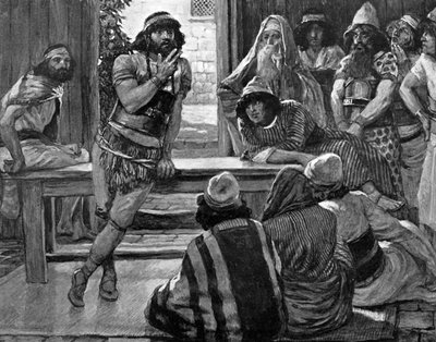 Samson fremsætter en gåde af Tissot - Bibelen af James Jacques Joseph (after) Tissot