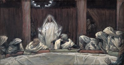Han viste sig for de elleve mens de sad ved kødet, illustration fra The Life of Christ, ca. 1884-96 (wc & gouache på pap) af James Jacques Joseph Tissot