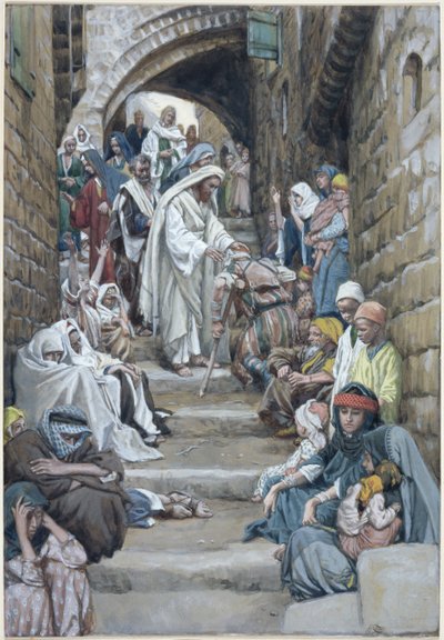 I landsbyerne blev de syge bragt til ham, illustration til The Life of Christ, ca. 1886-94 (wc & gouache på pap) af James Jacques Joseph Tissot