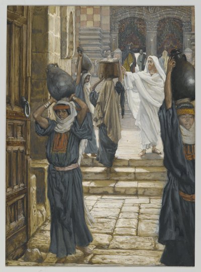 Jesus forbyder at bære byrder i templets forgård, illustration fra Vor Herre Jesu Kristi liv, 1886-94 (wc over grafit på papir) af James Jacques Joseph Tissot