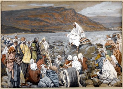 Jesus Teaches the People by the Sea, illustration til The Life of Christ, ca. 1886-96 (ugennemsigtig akvarel over grafit på gråt vævet pap) af James Jacques Joseph Tissot