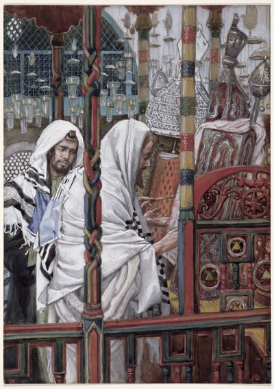 Jesus Teaching in the Synagogue, illustration til The Life of Christ, ca. 1886-94 (wc & gouache på pap) af James Jacques Joseph Tissot