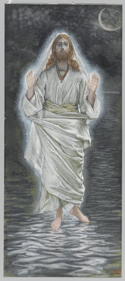 Jesus går på havet, illustration fra Vor Herre Jesu Kristi liv (wc over grafit på papir) af James Jacques Joseph Tissot