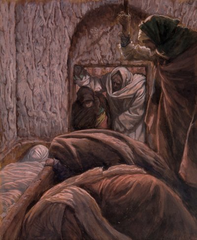 Jesus in the Tomb, illustration til The Life of Christ, ca. 1884-96 (wc & gouache på pap) af James Jacques Joseph Tissot