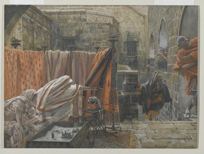 Josef af Arimathea søger Pilatus for at bede om tilladelse til at fjerne Jesu legeme, illustration fra Vor Herre Jesu Kristi liv, 1886-94 (wc over grafit på papir) af James Jacques Joseph Tissot