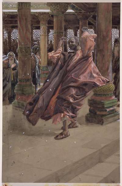 Judas Repents and Returns the Money, illustration til The Life of Christ, ca. 1886-94 (wc & gouache på pap) af James Jacques Joseph Tissot