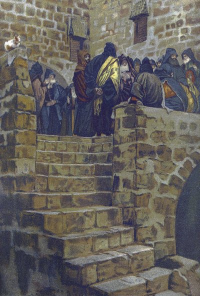 La deliberation nefaste de Joseph Caiphe - The Evil Counsel of Caiaphas - fra "" The Life of Our Lord Jesus Christ"" - 1899 af James Tissot - La vie de notre seigneur Jesus Christ, af Jacques Joseph (Jacques-Joseph) Tissot dit James Tissot (1836-1902) af James Jacques Joseph Tissot