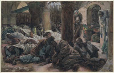 Maria Magdalene løber og fortæller disciplene, at Kristi legeme ikke længere er i graven, illustration til Kristi liv, ca. 1886-94 (wc & gouache på pap) af James Jacques Joseph Tissot