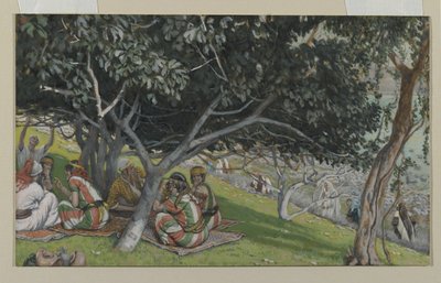 Nathaniel Under Figentræet, illustration fra Vor Herre Jesu Kristi liv (wc over grafit på papir) af James Jacques Joseph Tissot