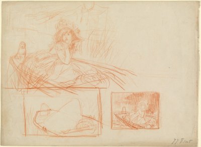 Eftertænksom pige på drift i en båd af James Jacques Joseph Tissot