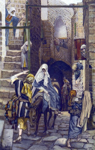 Saint Joseph søger logi i Betlehem - Saint Joseph søger logi i Bethlehem - fra "" Vor Herre Jesu Kristi liv"" - 1899 af James Tissot - Saint Joseph søger logi i Betleem - Vor Herre Jesu Kristi liv, af Jacques Joseph (Ja af James Jacques Joseph Tissot