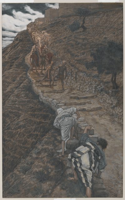 Sankt Peter og Sankt Johannes følger langvejs fra, illustration fra Vor Herre Jesu Kristi liv, 1886-94 (wc over grafit på papir) af James Jacques Joseph Tissot