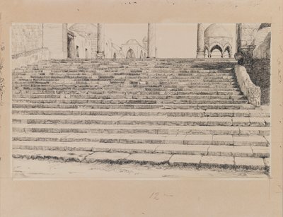 Trappe til domstolen i Haram, illustration fra Vor Herre Jesu Kristi liv (blæk og grafit på pap) af James Jacques Joseph Tissot