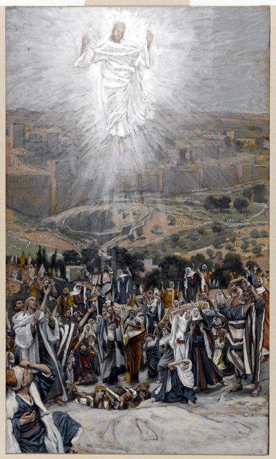 Ascension fra Oliebjerget, illustration til The Life of Christ, ca. 1884-96 (wc & gouache på pap) af James Jacques Joseph Tissot