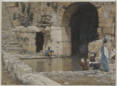 Den blinde mand vasker sig i Siloam-dammen, illustration fra Vor Herre Jesu Kristi liv, 1886-96 (wc over grafit på papir) af James Jacques Joseph Tissot