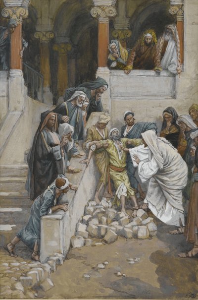 Den blinde og stumme mand besat af djævle, illustration fra Vor Herre Jesu Kristi liv (wc over grafit på papir) af James Jacques Joseph Tissot